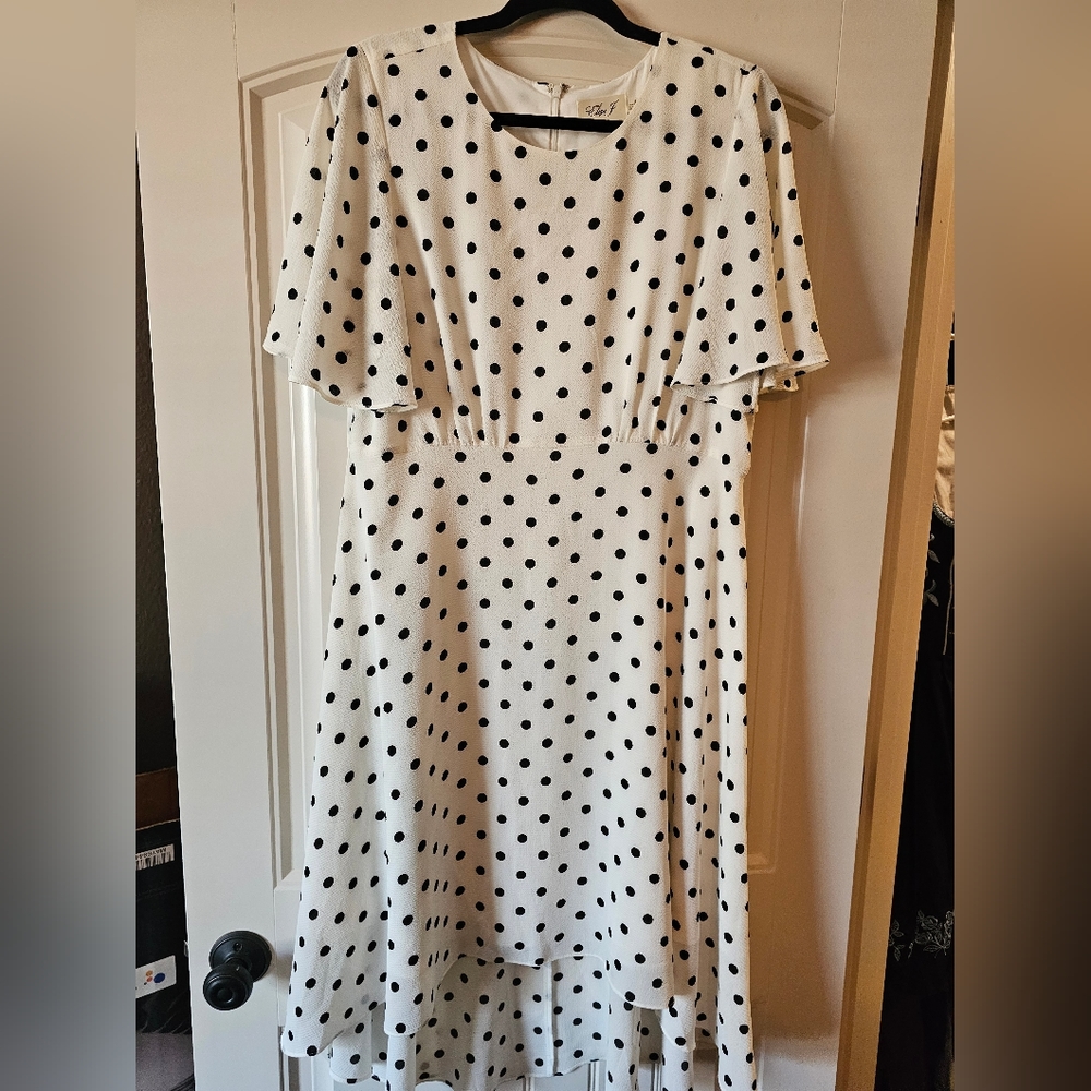 Eliza J Dot High/Low Fit & Flare Dress